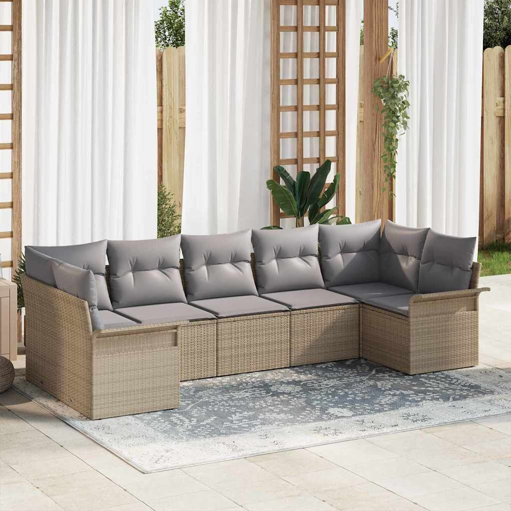 Tuin Sofa Set Met Kussen 7 Pcs Poly Riet