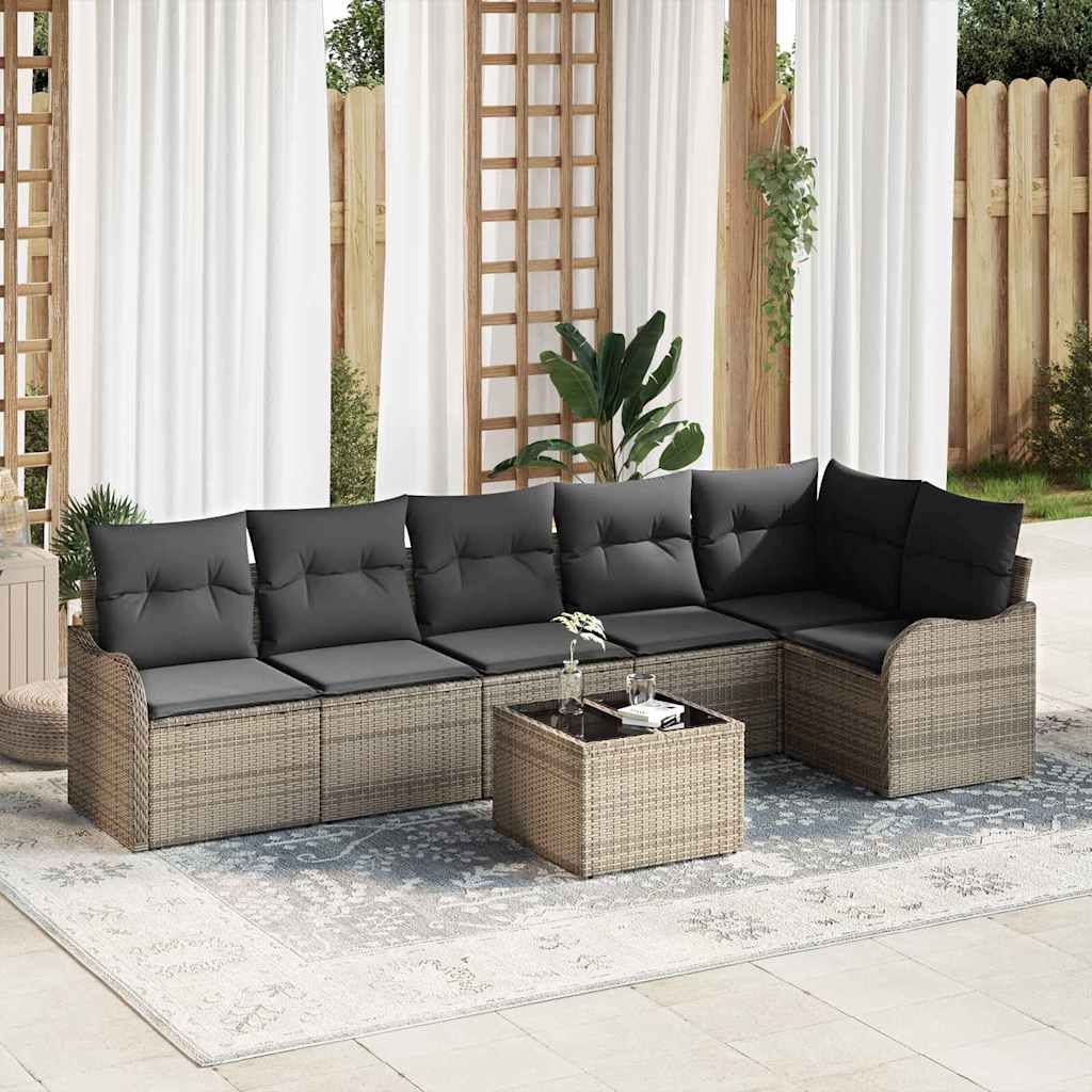 Tuin Sofa Set Met Kussen 7 Pcs Poly Riet