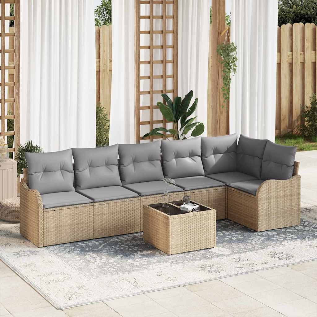 Tuin Sofa Set Met Kussen 7 Pcs Poly Riet