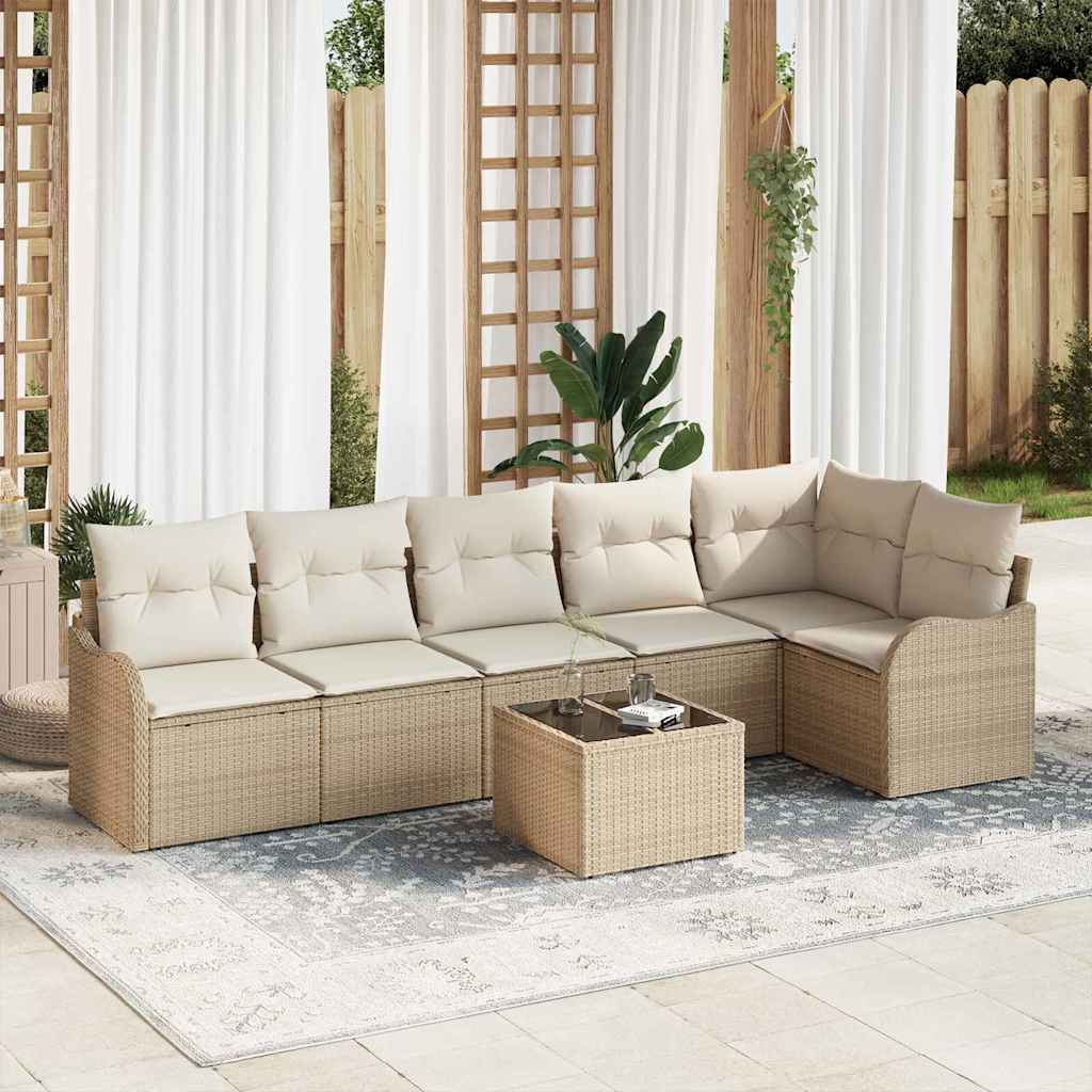Tuin Sofa Set Met Kussen 7 Pcs Poly Riet