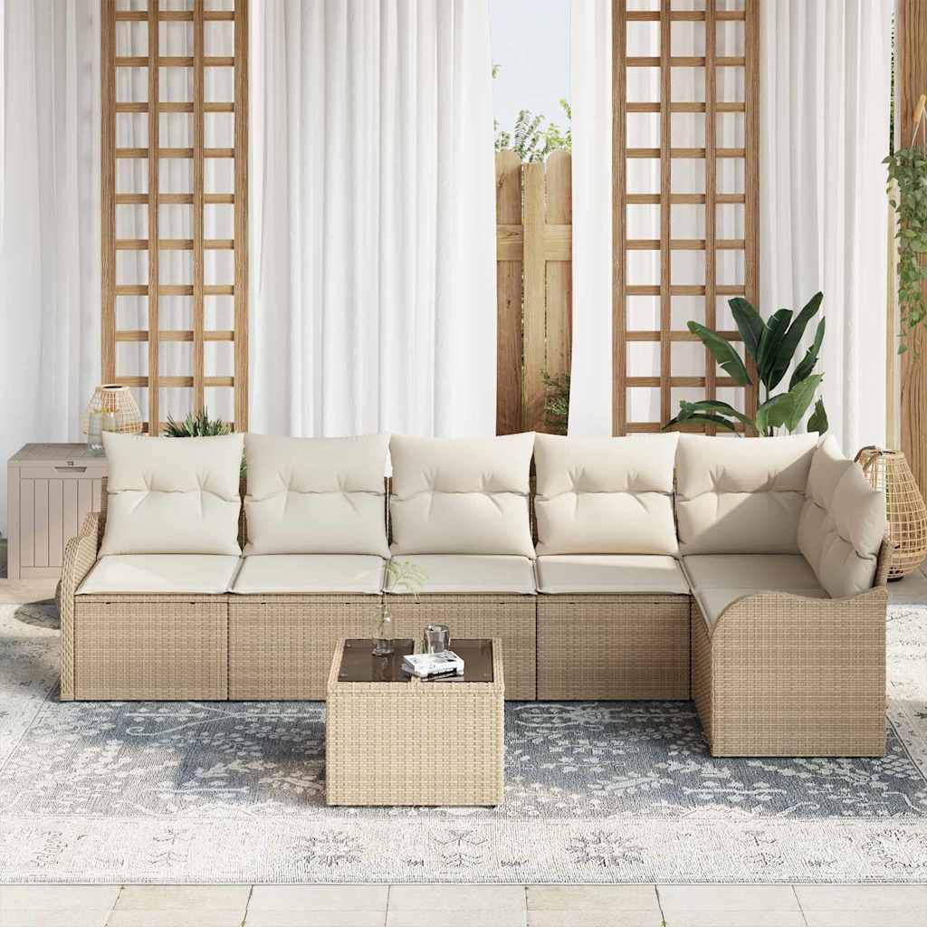 Tuin Sofa Set Met Kussen 7 Pcs Poly Riet