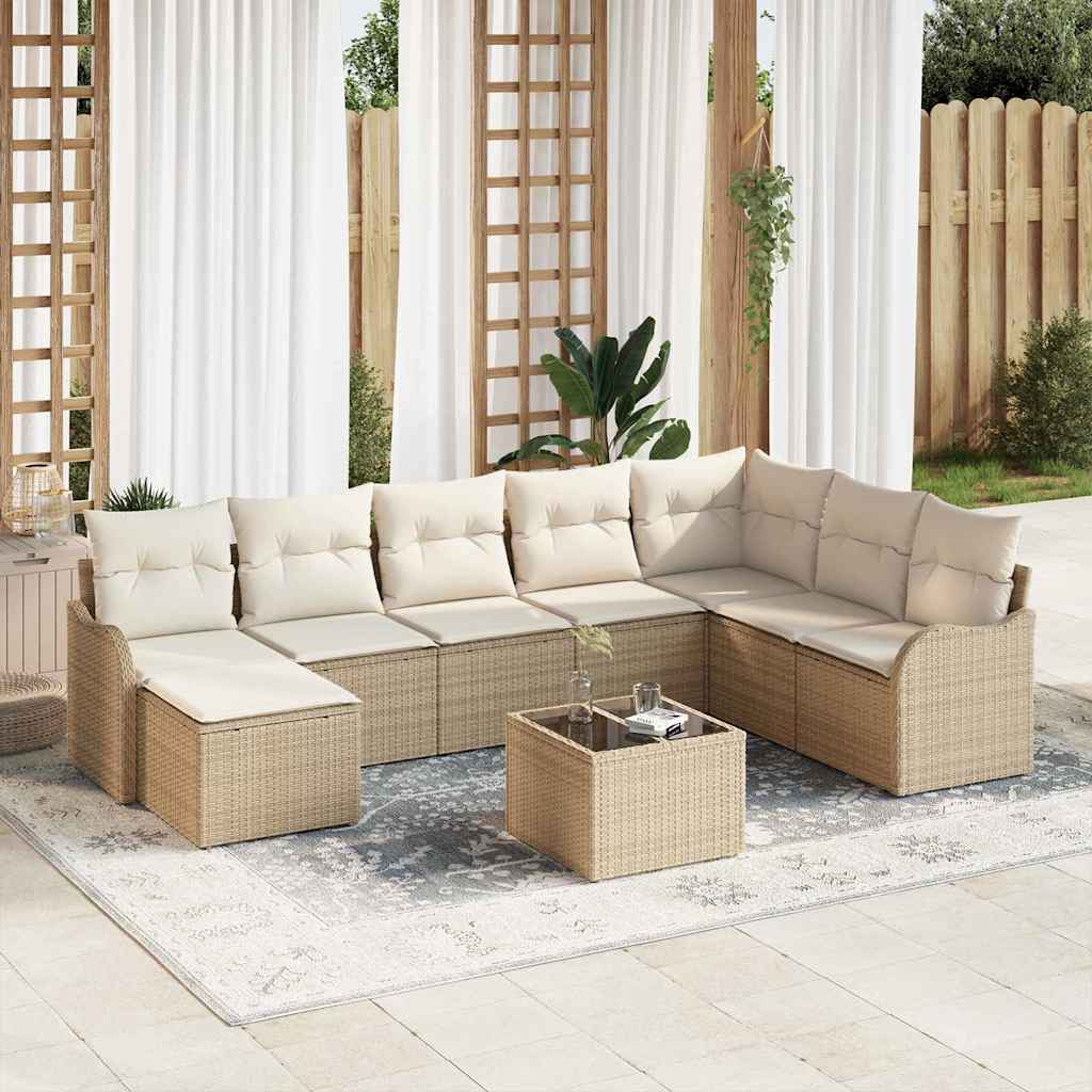 Tuin Sofa Set Met Kussen 9 Pcs Poly Riet