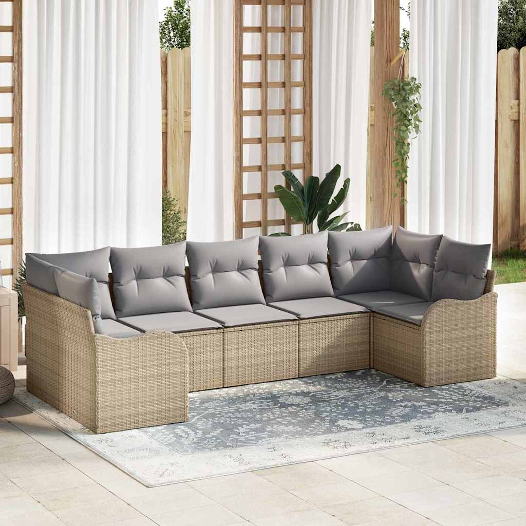 Tuin Sofa Set Met Kussen 7 Pcs Poly Riet