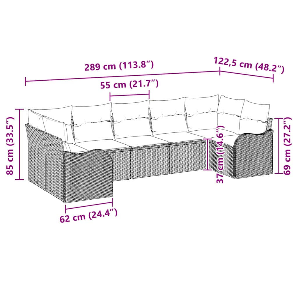 Tuin Sofa Set Met Kussen 7 Pcs Poly Riet