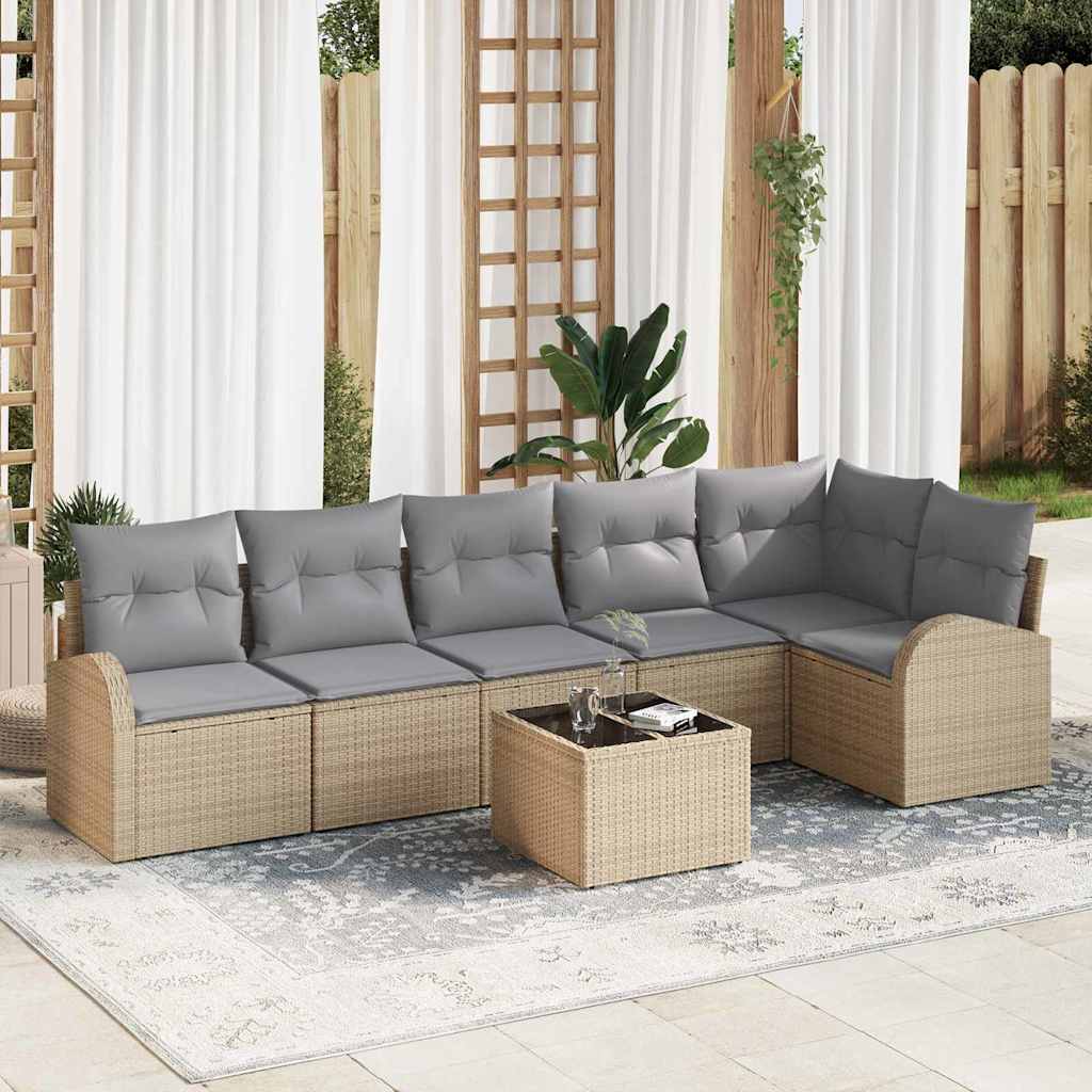 Tuin Sofa Set Met Kussen 7 Pcs Poly Riet