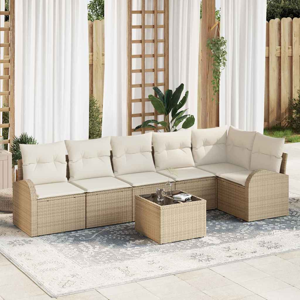 Tuin Sofa Set Met Kussen 7 Pcs Poly Riet