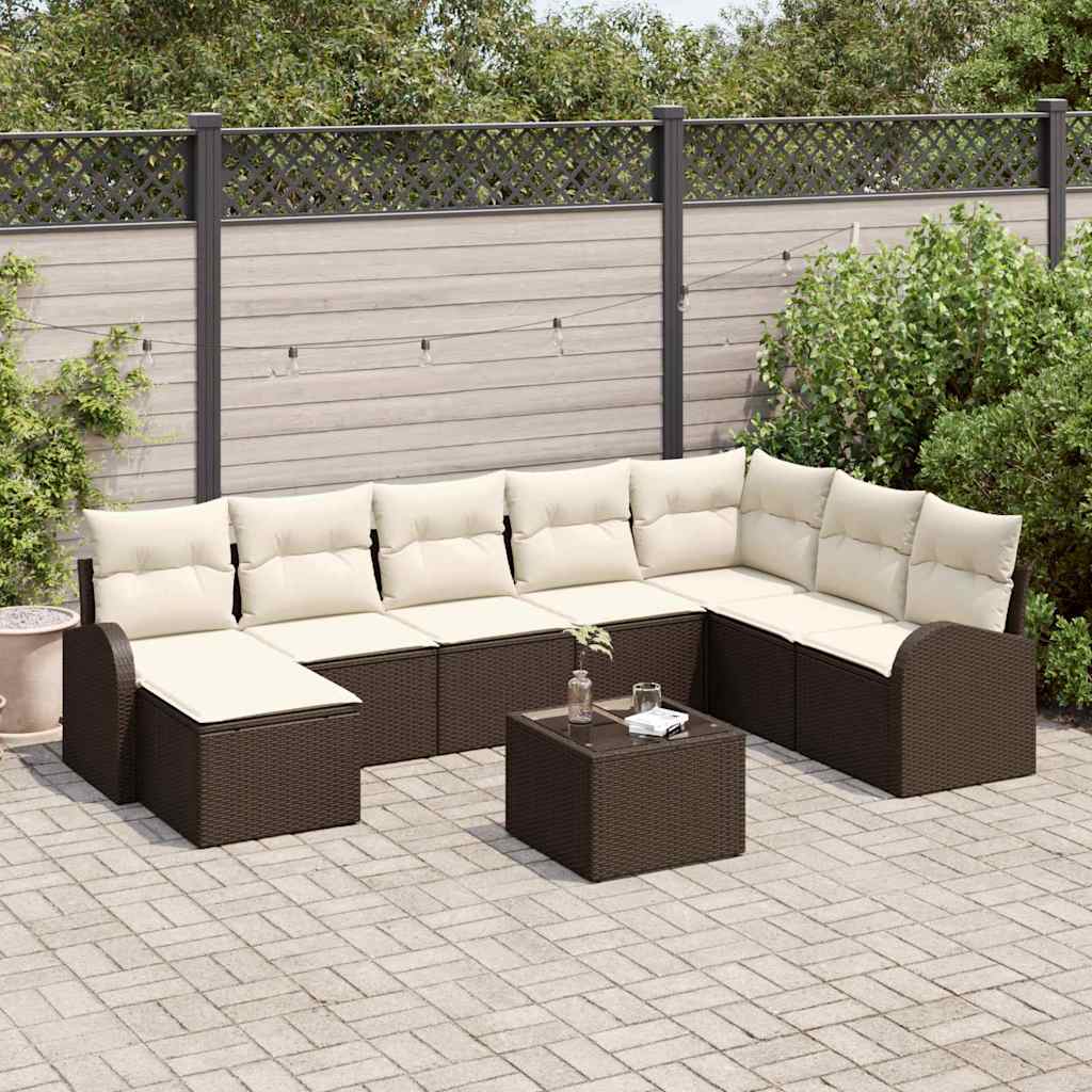 Tuin Sofa Set Met Kussen 9 Pcs Poly Riet