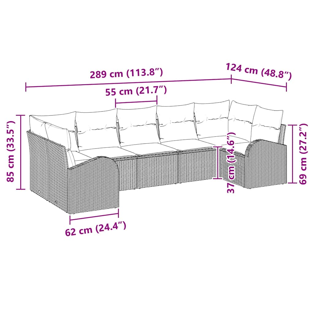 Tuin Sofa Set 7 Pcs Poly Riet
