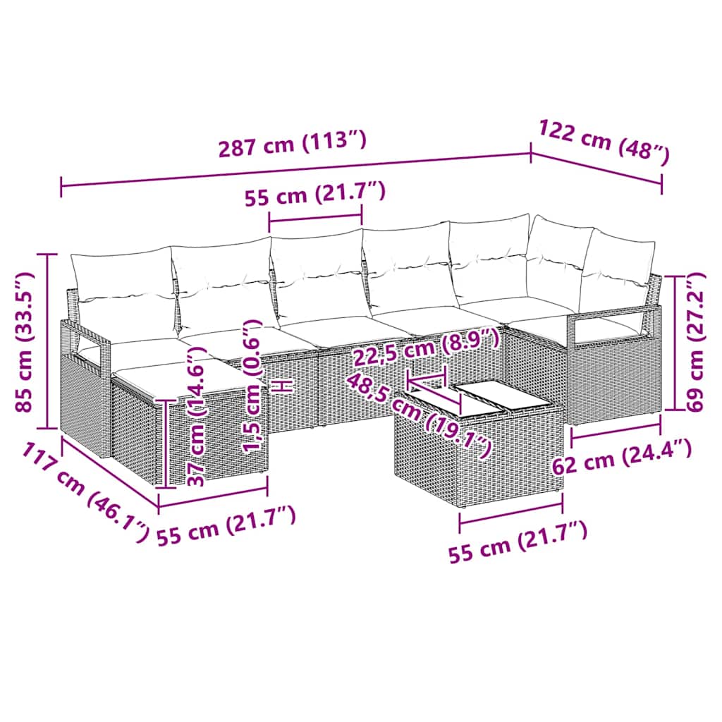 Tuin Sofa Set 8 Pcs Poly Riet