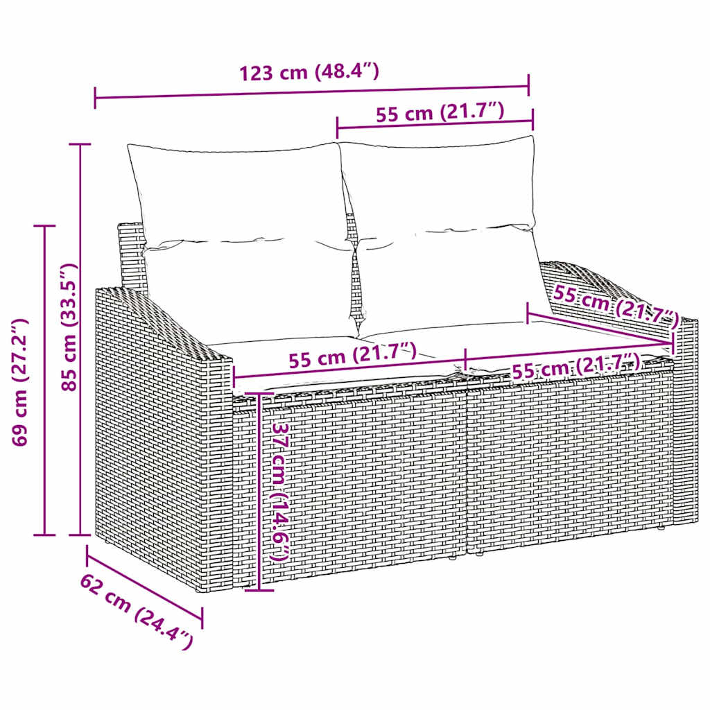 Tuin Sofa Set 7 Pcs Poly Riet