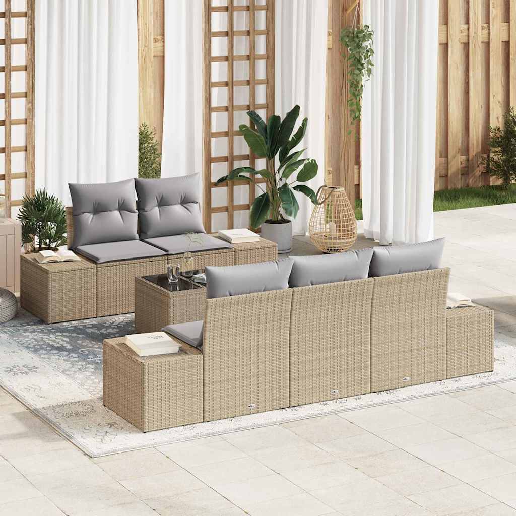Tuin Sofa Set 6 Pcs Poly Riet