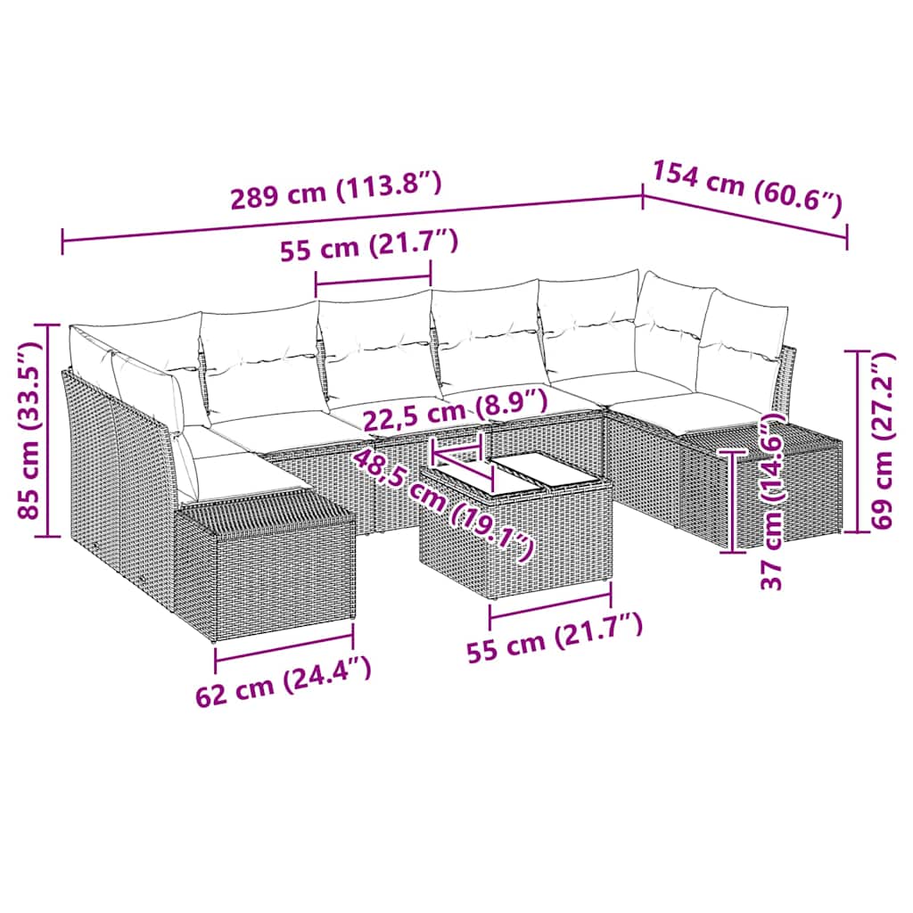 Tuin Sofa Set 8 Pcs Poly Riet