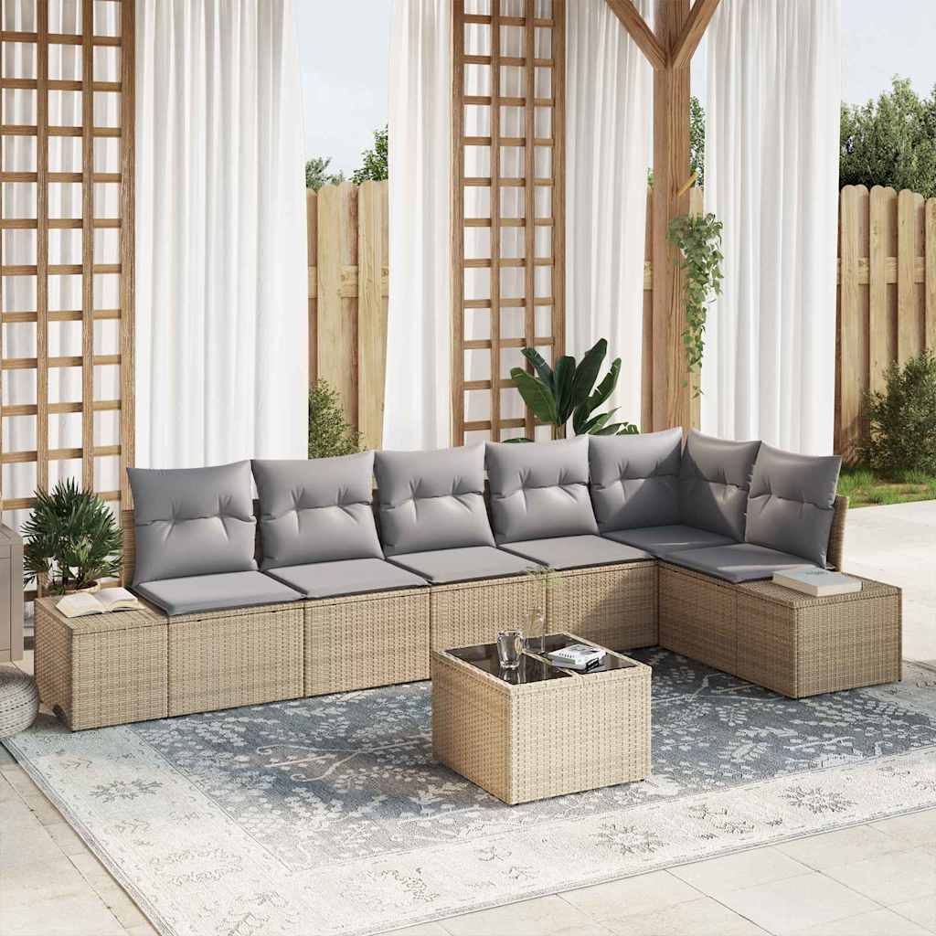 Tuin Sofa Set Met Kussen 7 Pcs Poly Riet
