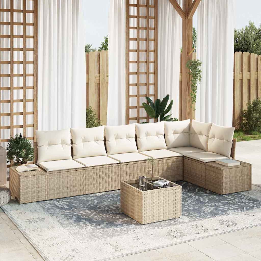 Tuin Sofa Set Met Kussen 7 Pcs Poly Riet