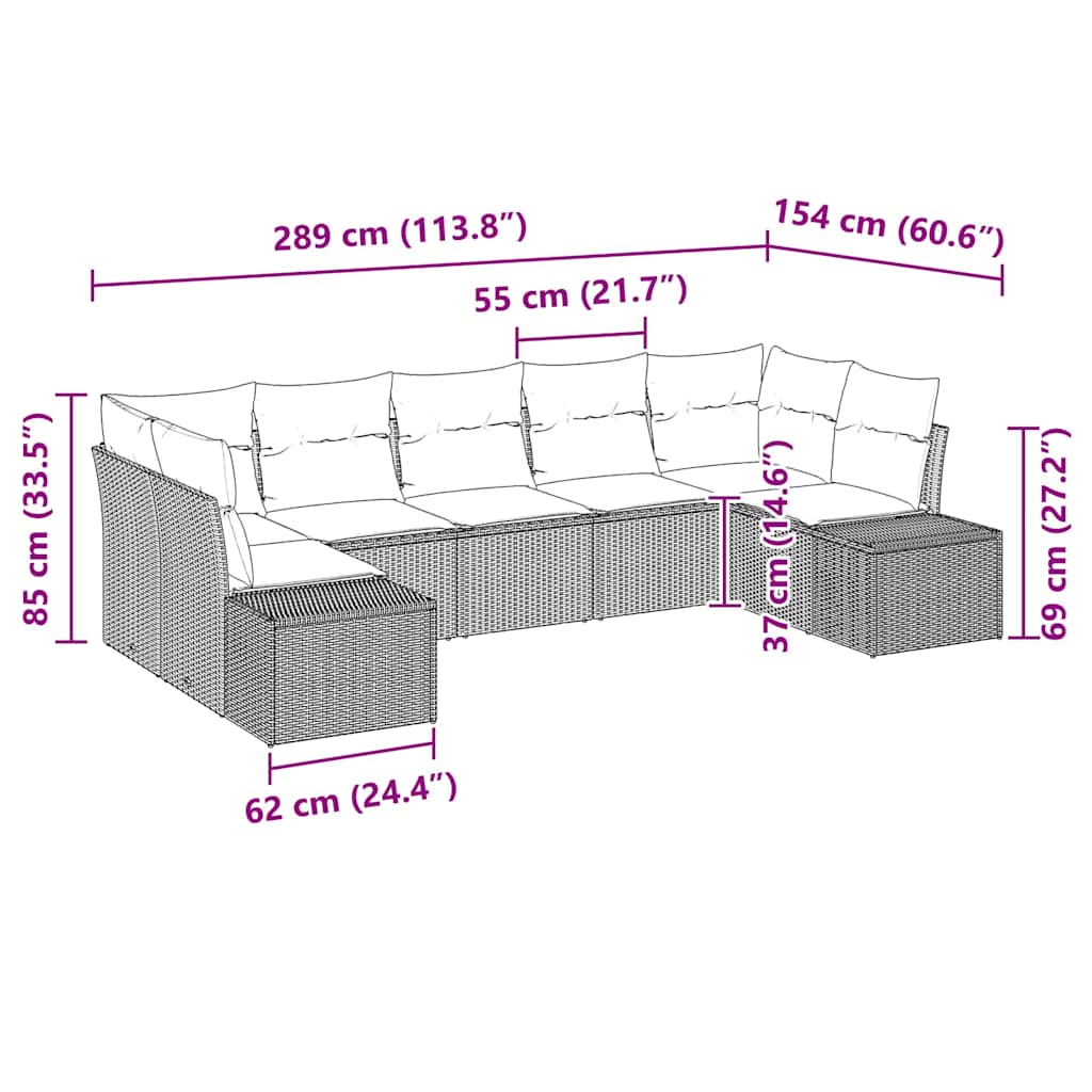 Tuin Sofa Set Met Kussen 7 Pcs Poly Riet