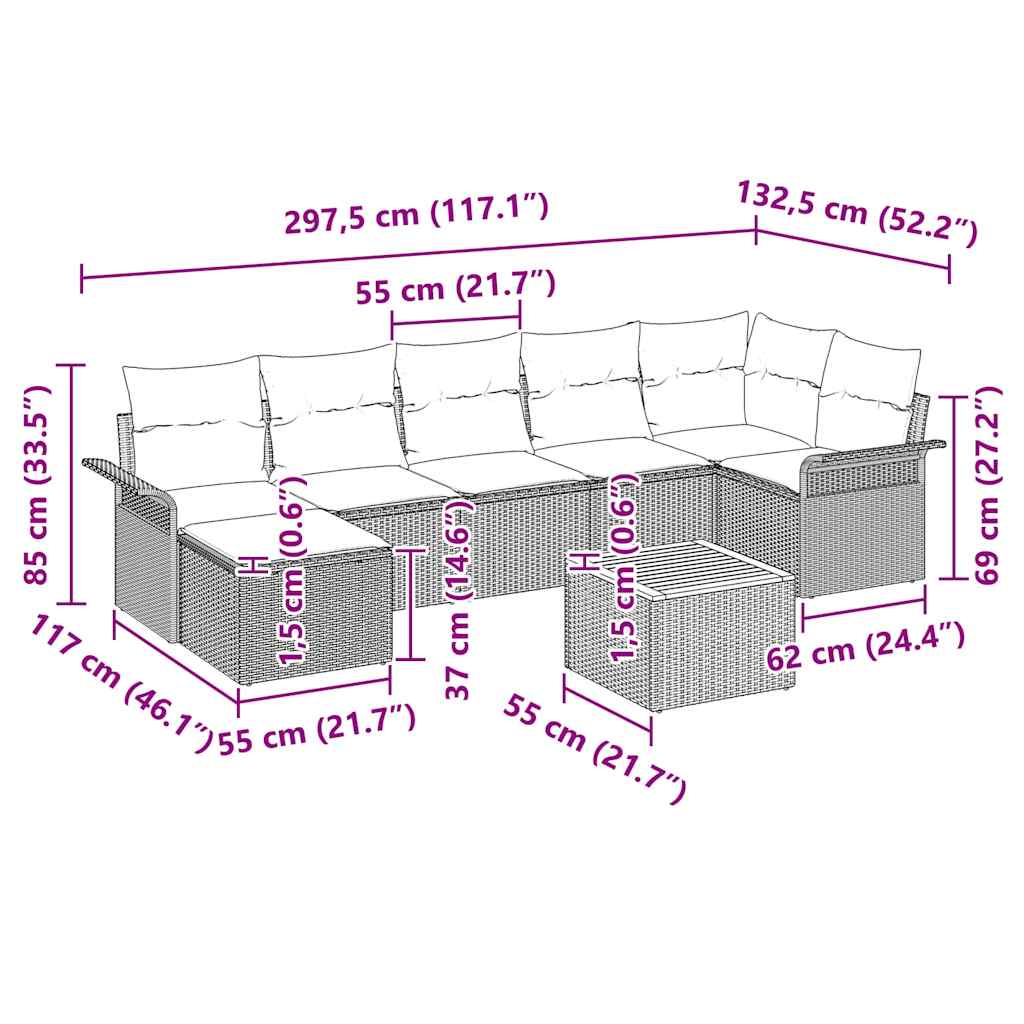 Tuin Sofa Set 8 Pcs Poly Riet