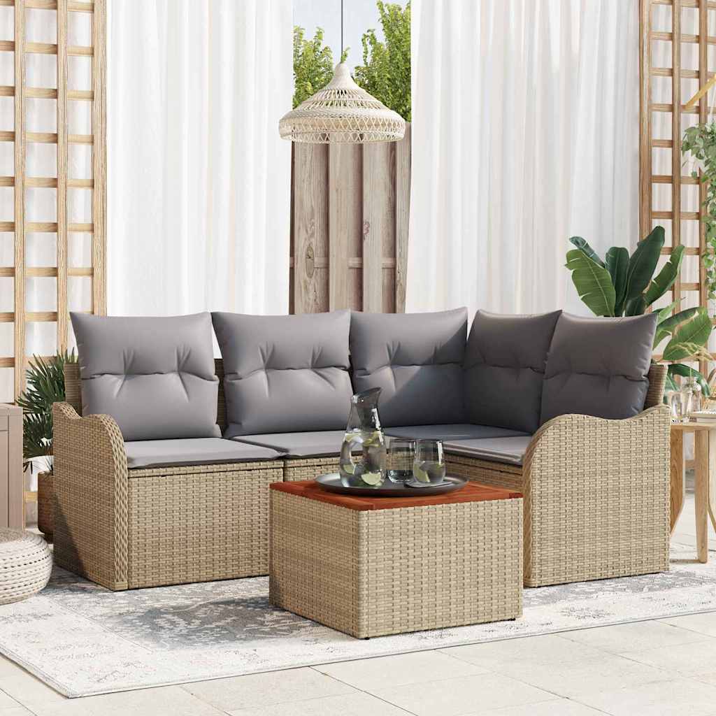 Tuin Sofa Set 5 Pcs Poly Riet