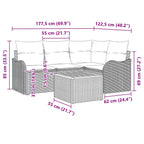Tuin Sofa Set 5 Pcs Poly Riet