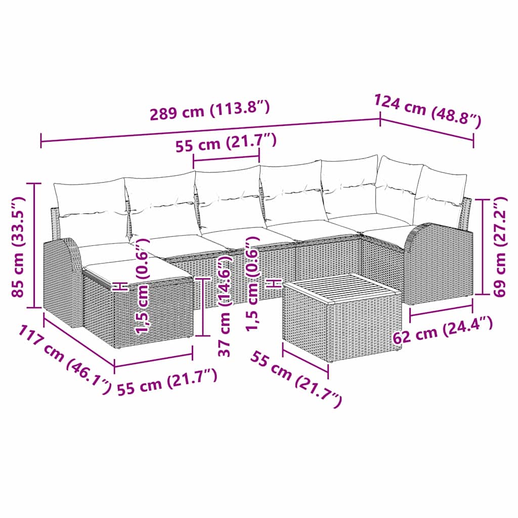 Tuin Sofa Set 8 Pcs Poly Riet