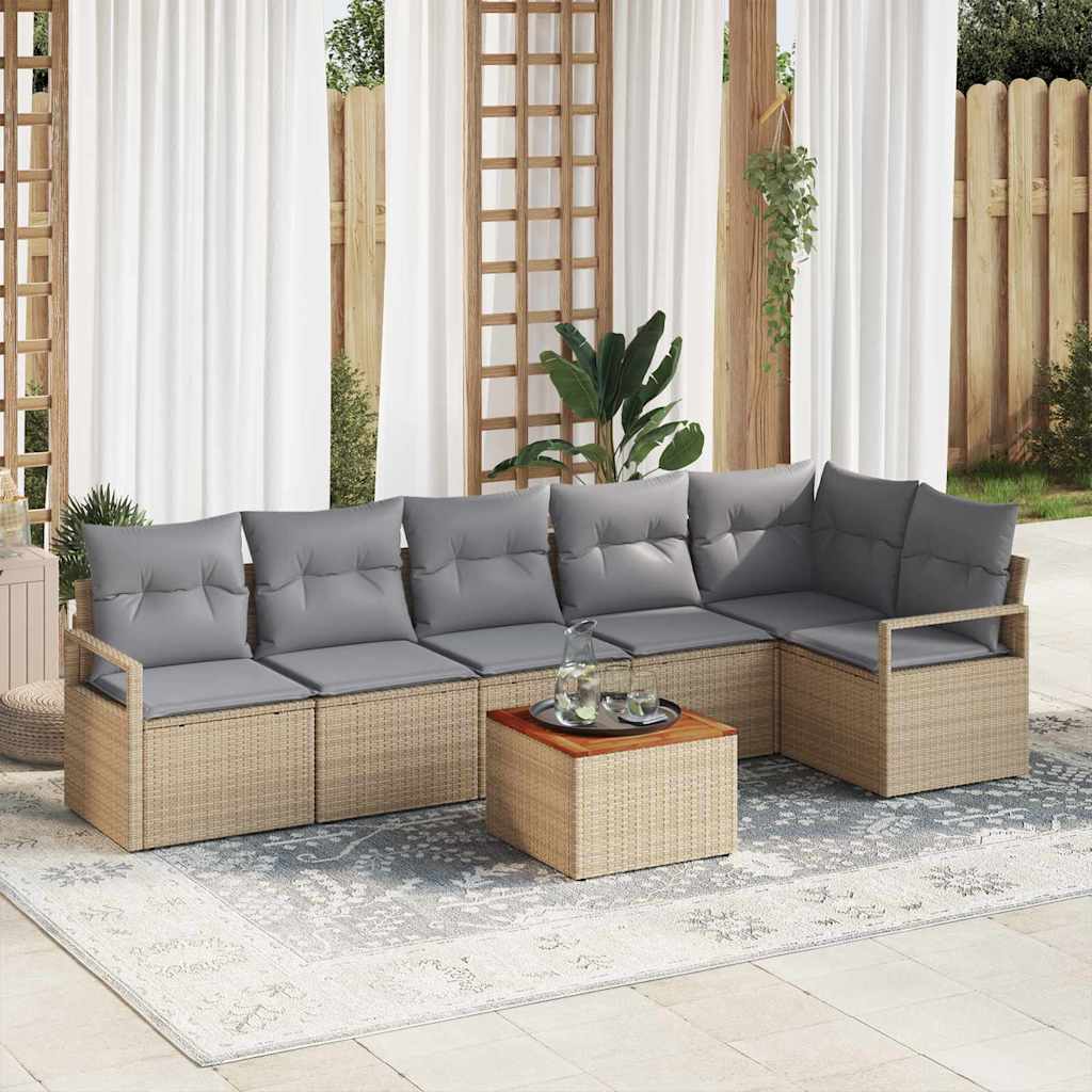 Tuin Sofa Set Met Kussen 7 Pcs Poly Riet