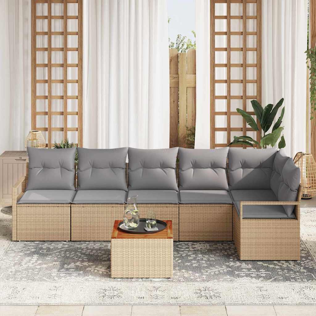 Tuin Sofa Set Met Kussen 7 Pcs Poly Riet