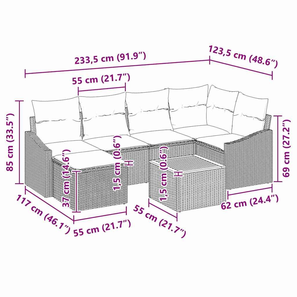 Tuin Sofa Set Met Kussen 8 Pcs Poly Riet