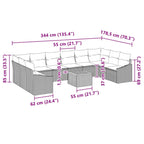 Tuin Sofa Set Met Kussen 11 Pcs Poly Riet