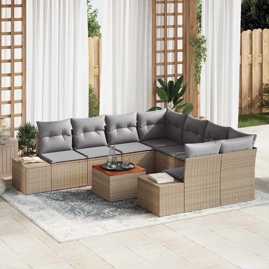 Tuin Sofa Set Met Kussen 9 Pcs Poly Riet