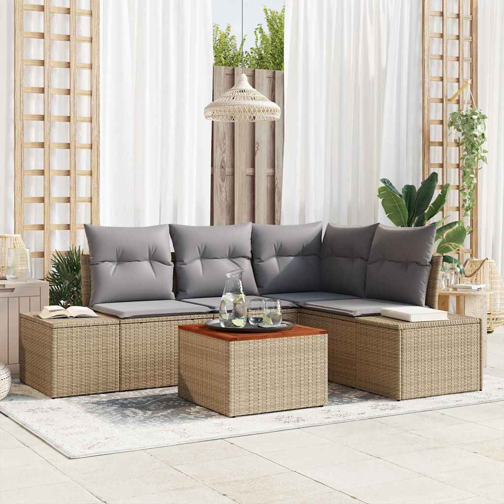Tuin Sofa Set Met Kussen 5 Pcs Poly Riet