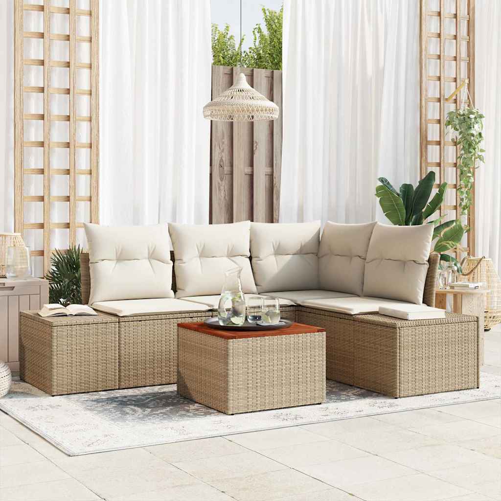 Tuin Sofa Set Met Kussen 5 Pcs Poly Riet