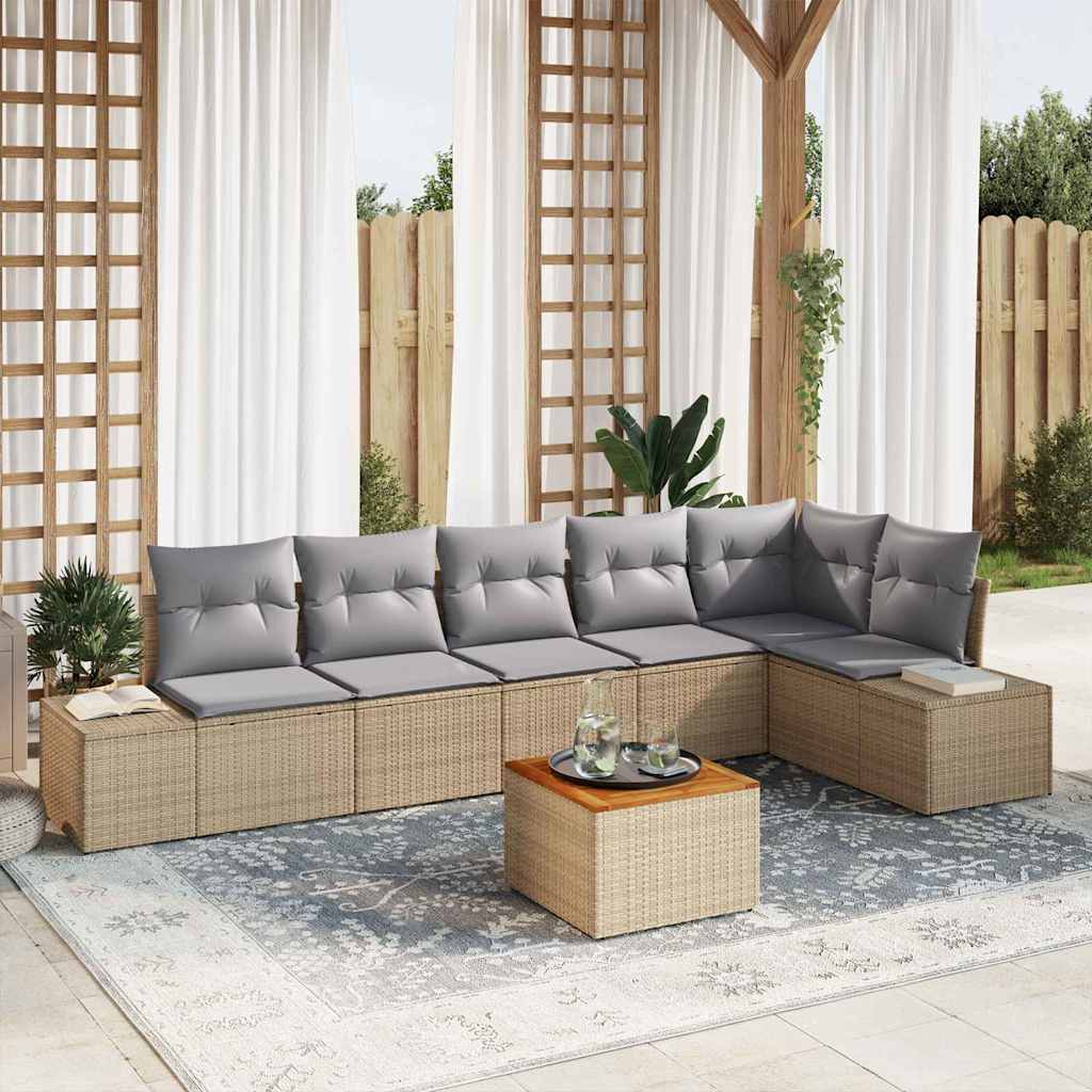 Tuin Sofa Set Met Kussen 7 Pcs Poly Riet