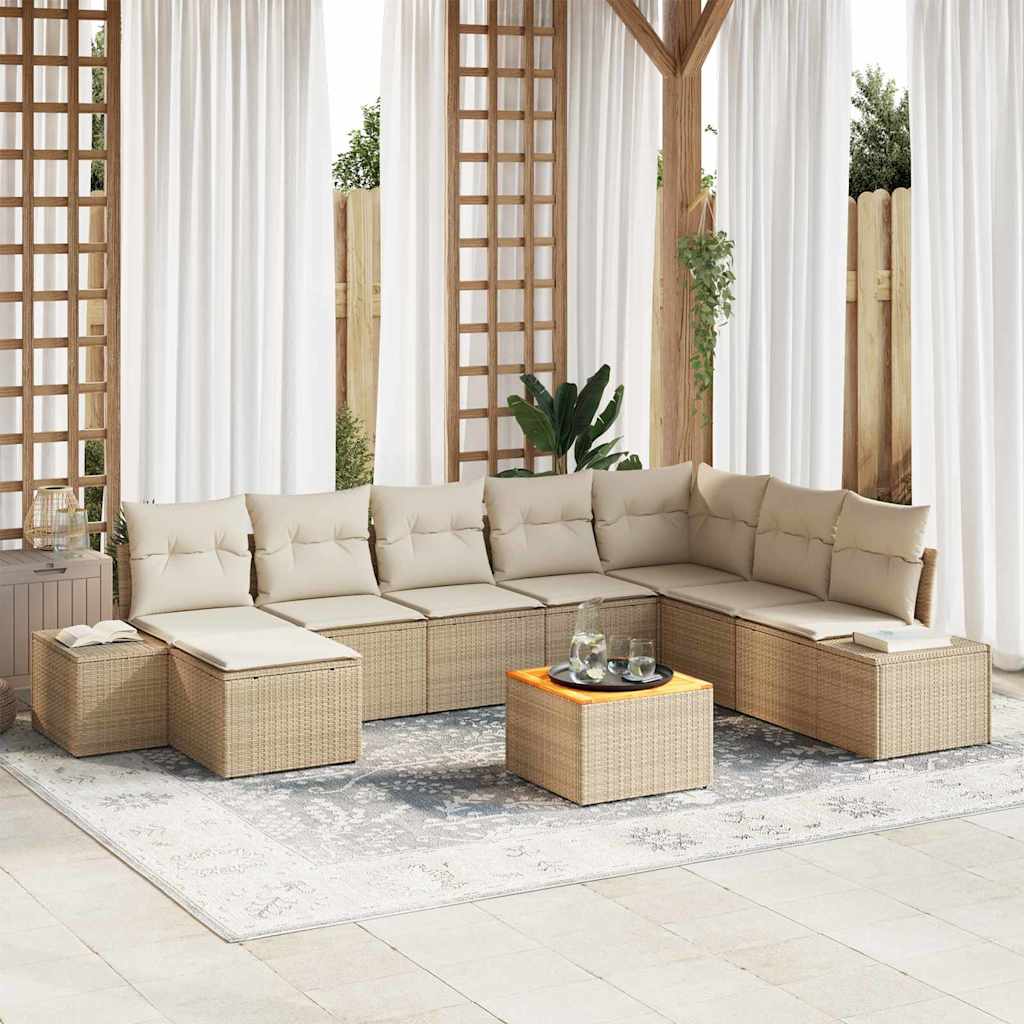 Tuin Sofa Set Met Kussen 9 Pcs Poly Riet