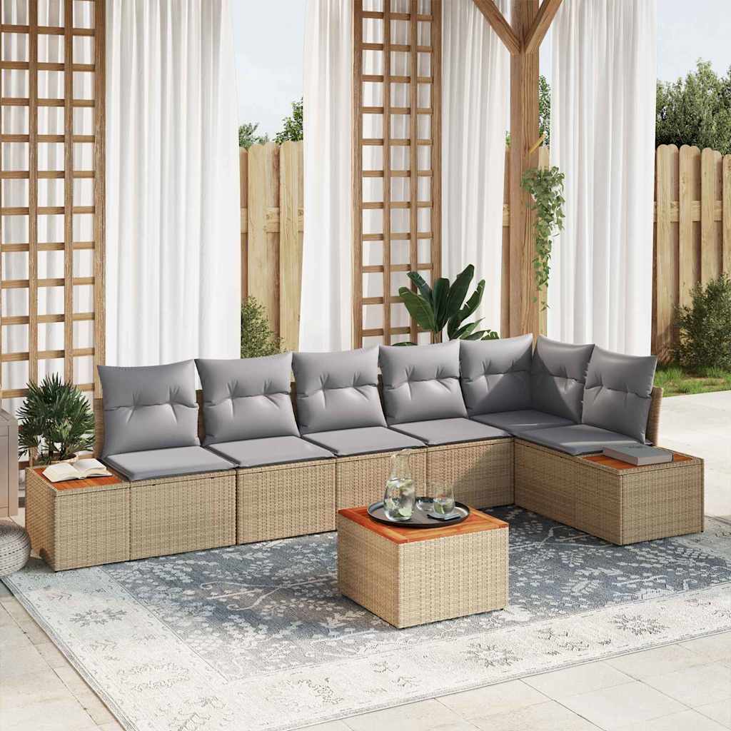 Tuin Sofa Set Met Kussen 7 Pcs Poly Riet