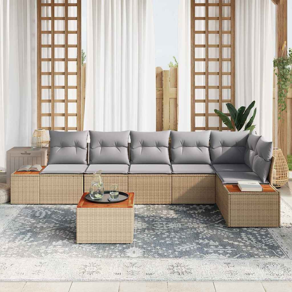 Tuin Sofa Set Met Kussen 7 Pcs Poly Riet