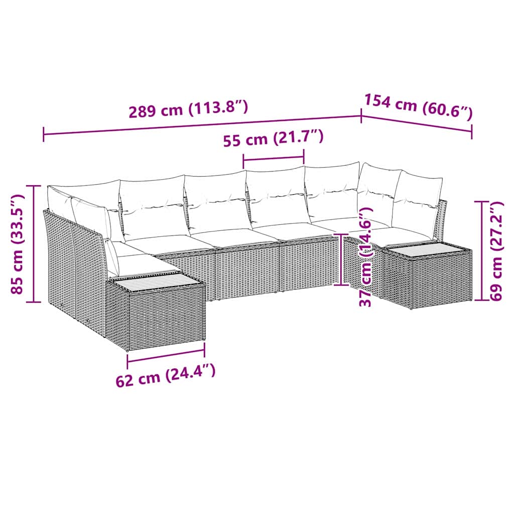 Tuin Sofa Set Met Kussen 7 Pcs Poly Riet
