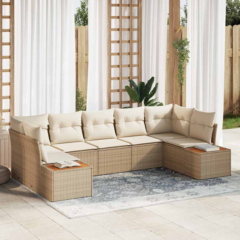 Tuin Sofa Set Met Kussen 7 Pcs Poly Riet