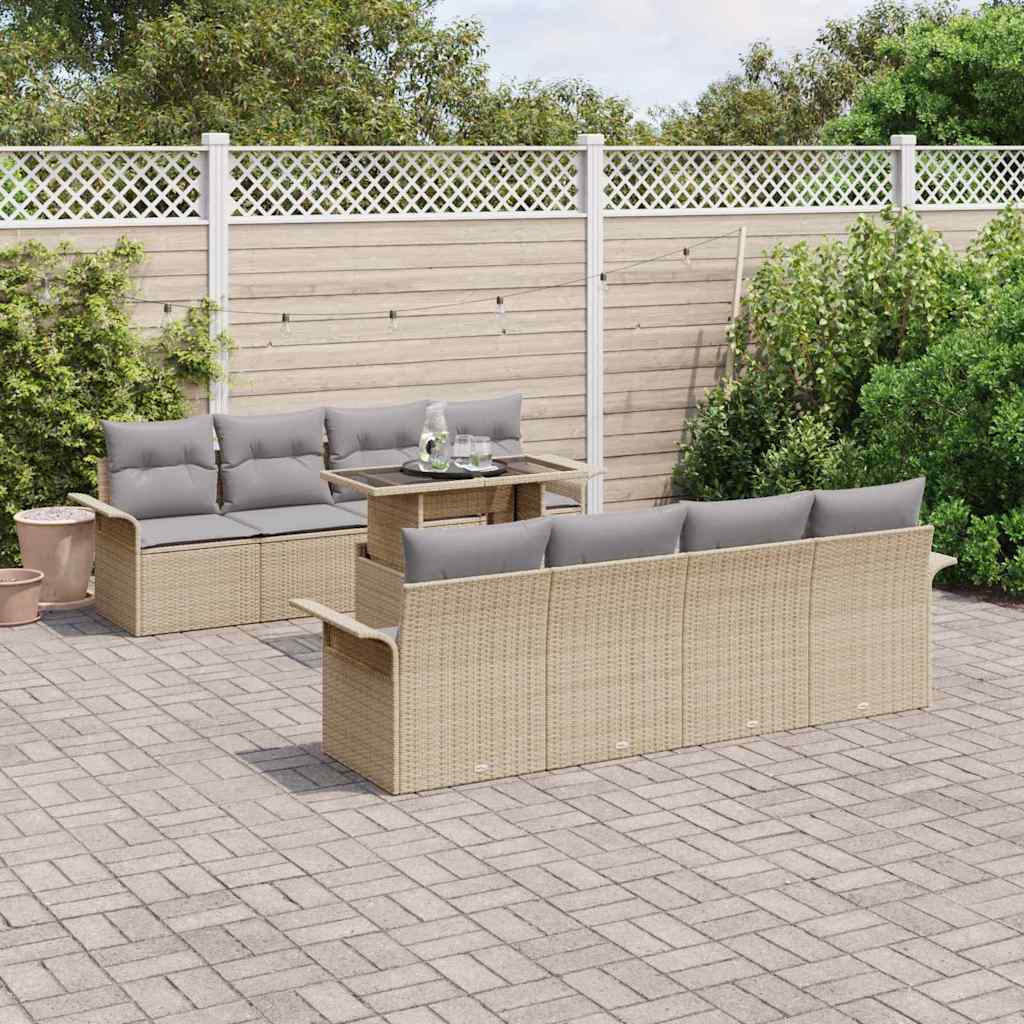 Tuin Sofa Set Met Kussen 9 Pcs Poly Riet