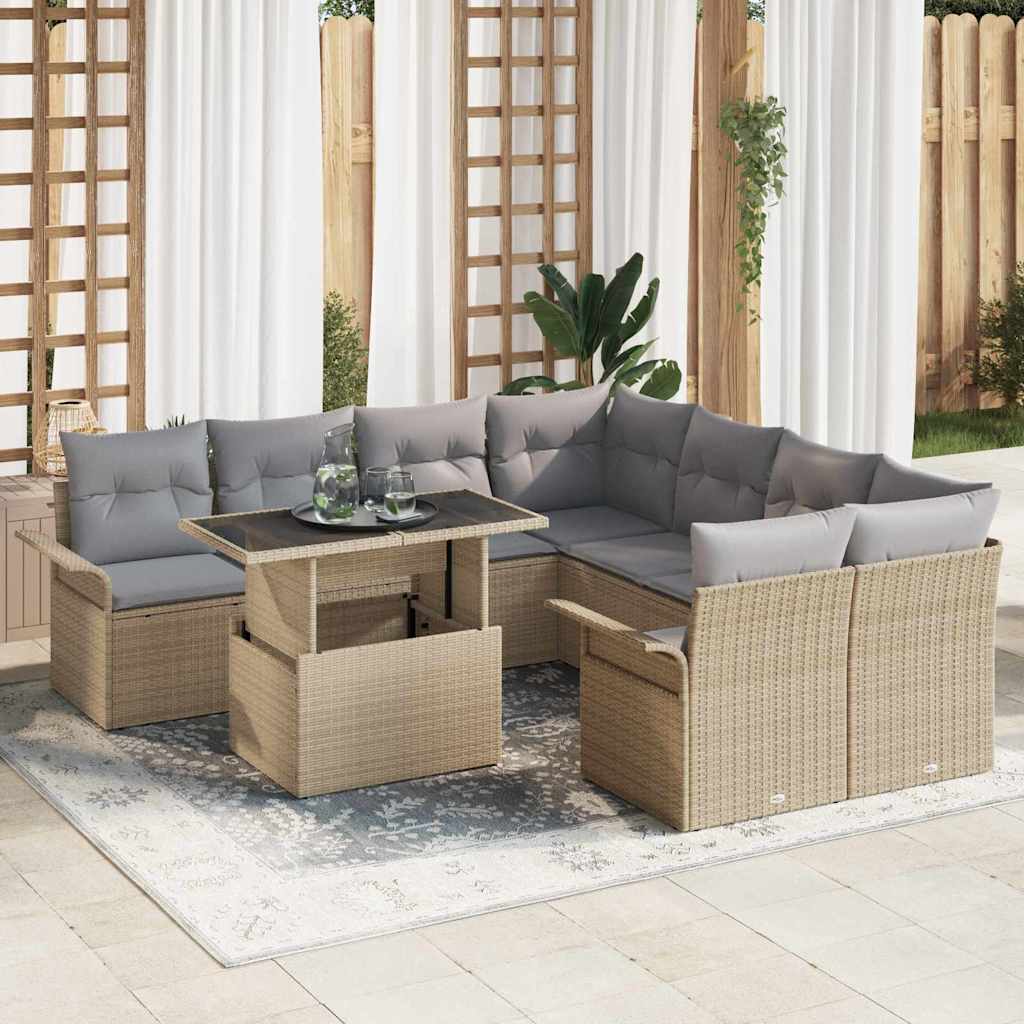 Tuin Sofa Set Met Kussen 9 Pcs Poly Riet