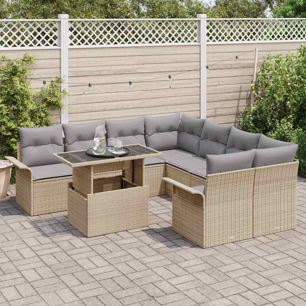 Tuin Sofa Set Met Kussen 9 Pcs Poly Riet