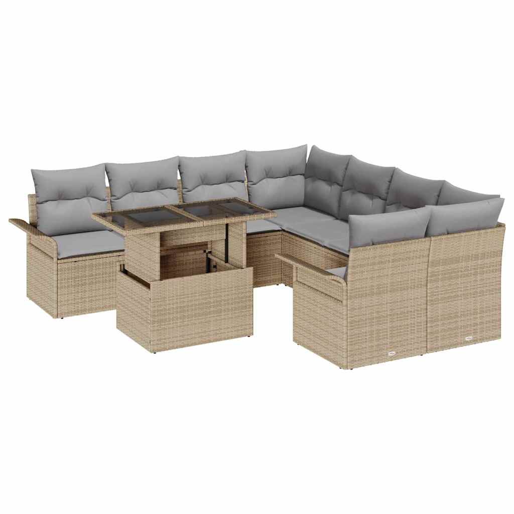Tuin Sofa Set Met Kussen 9 Pcs Poly Riet