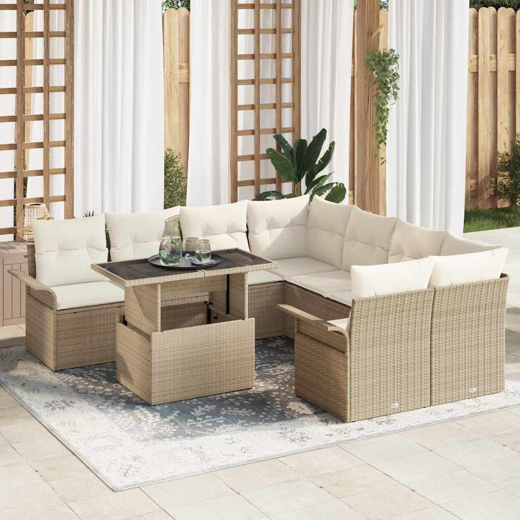 Tuin Sofa Set Met Kussen 9 Pcs Poly Riet