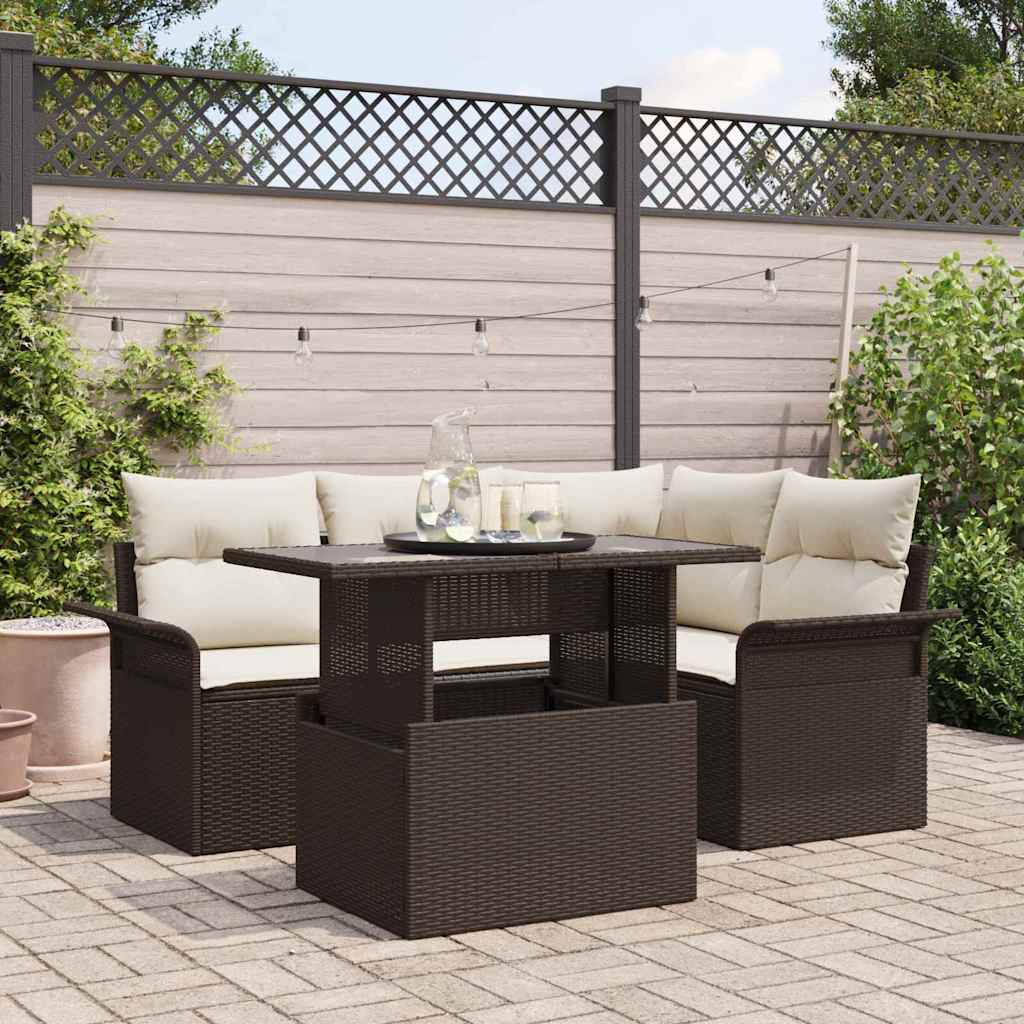 Tuin Sofa Set Met Kussen 5 Pcs Poly Riet