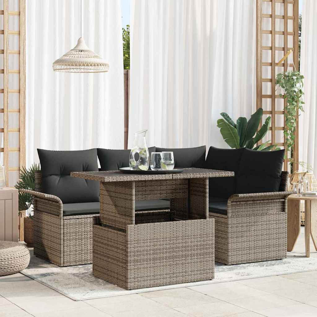 Tuin Sofa Set Met Kussen 5 Pcs Poly Riet