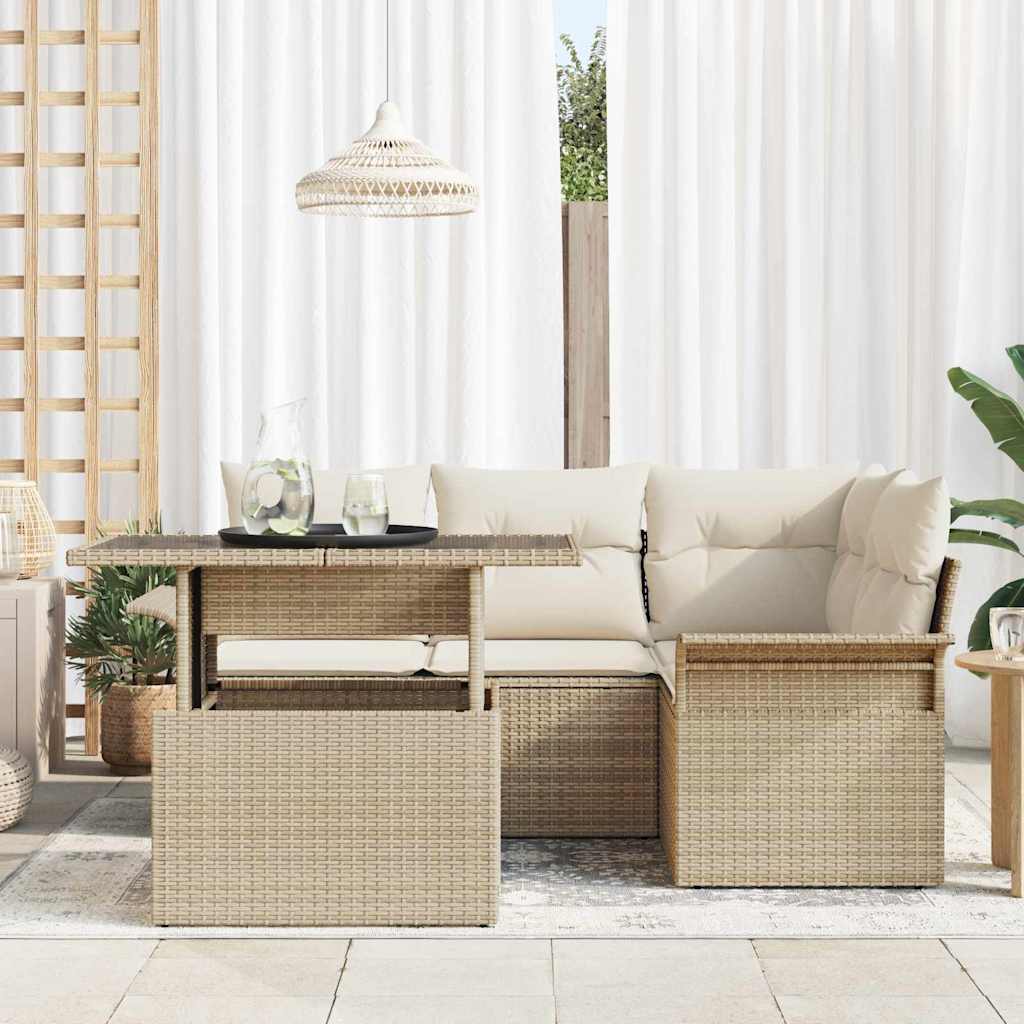 Tuin Sofa Set Met Kussen 5 Pcs Poly Riet
