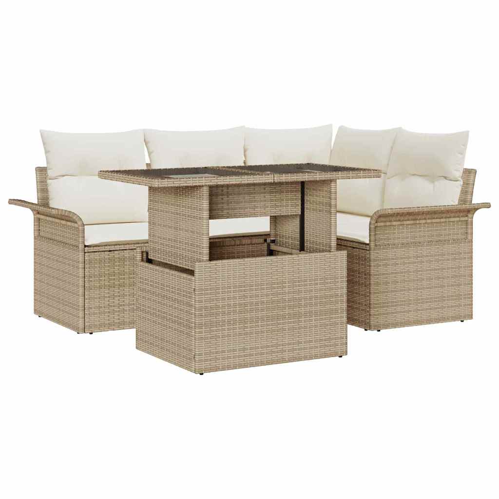 Tuin Sofa Set Met Kussen 5 Pcs Poly Riet
