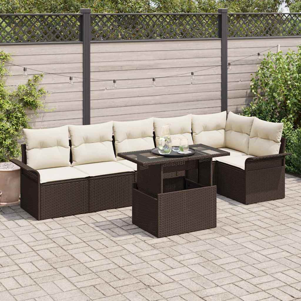 Tuin Sofa Set Met Kussen 7 Pcs Poly Riet