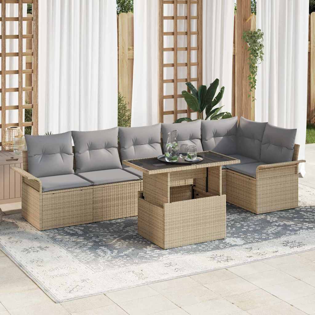 Tuin Sofa Set Met Kussen 7 Pcs Poly Riet