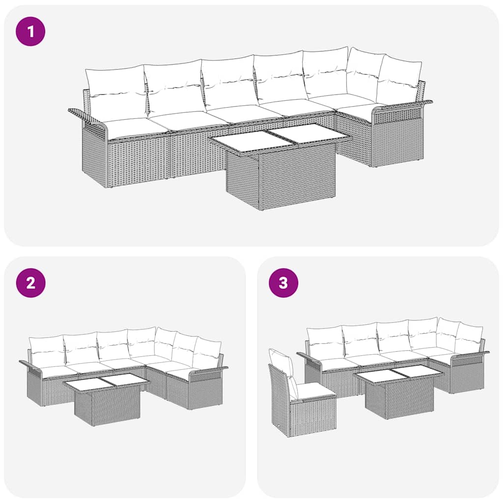 Tuin Sofa Set Met Kussen 7 Pcs Poly Riet