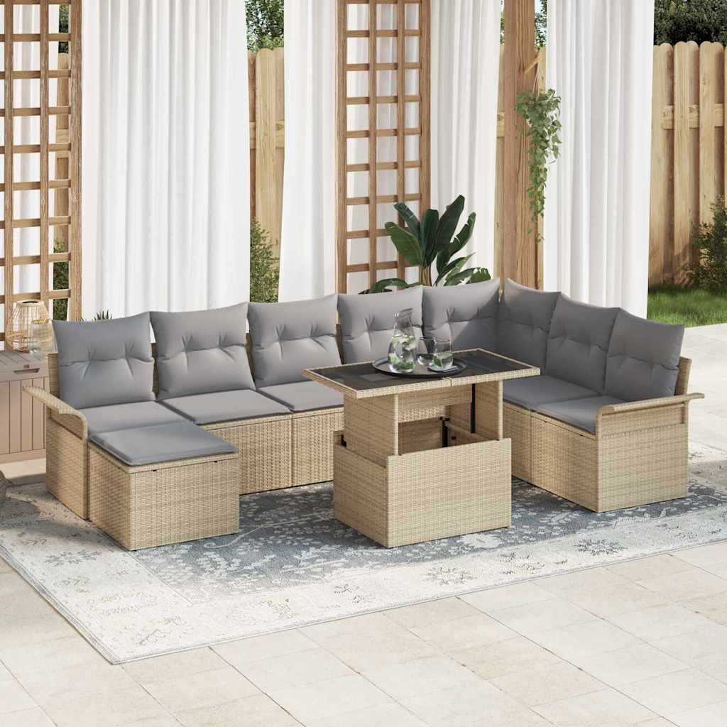 Tuin Sofa Set Met Kussen 9 Pcs Poly Riet
