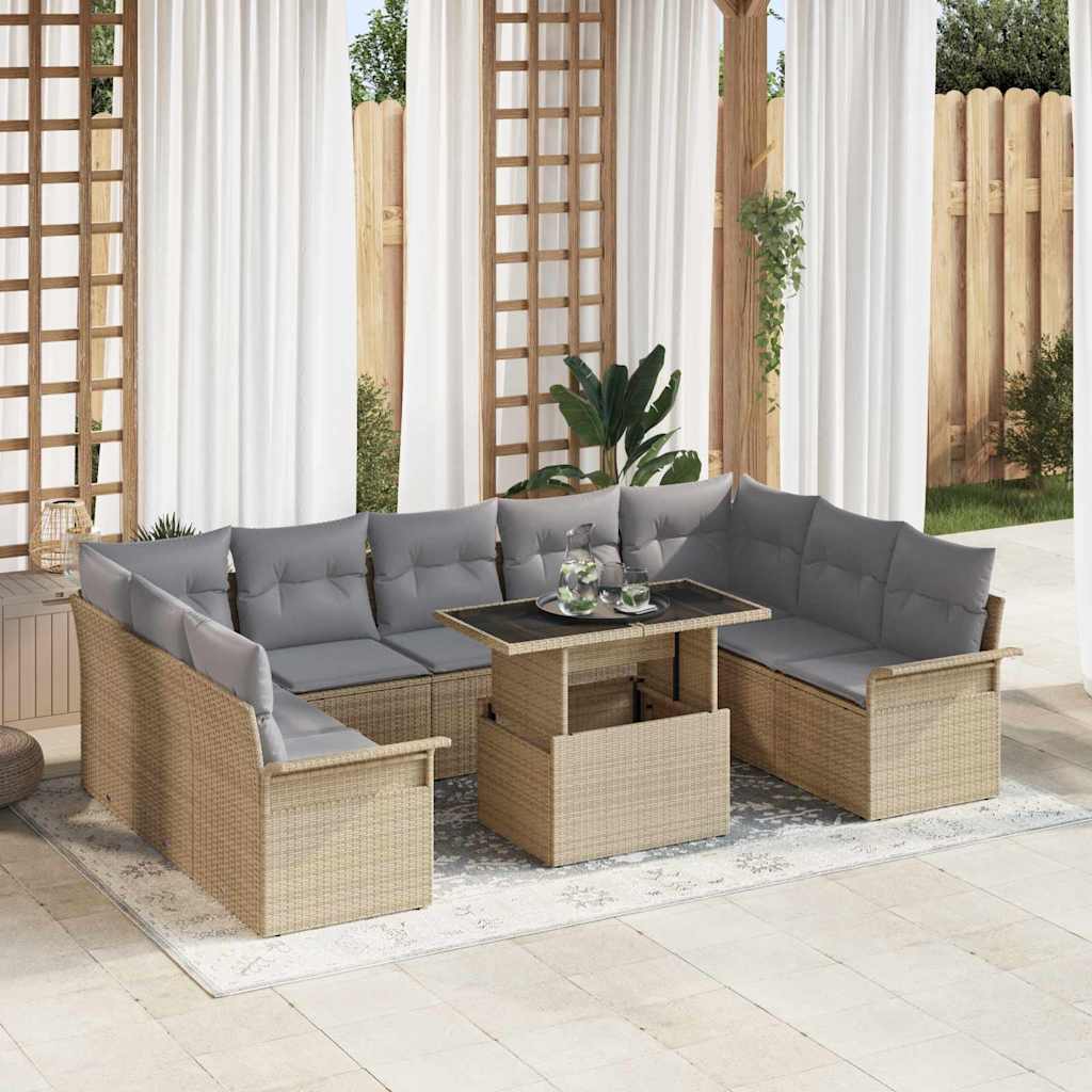 Tuin Sofa Set Met Kussen 10 Pcs Poly Riet